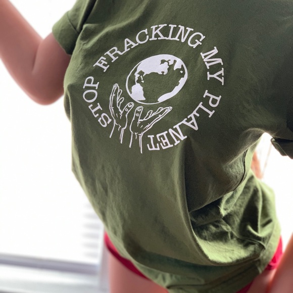 STOP FRACKING MY PLANET - Signature T-shirt made in the USA by American Apparel - Picture 1 of 5
